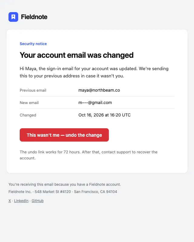 Email address changed email template preview
