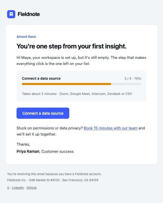 Finish setup nudge email template preview
