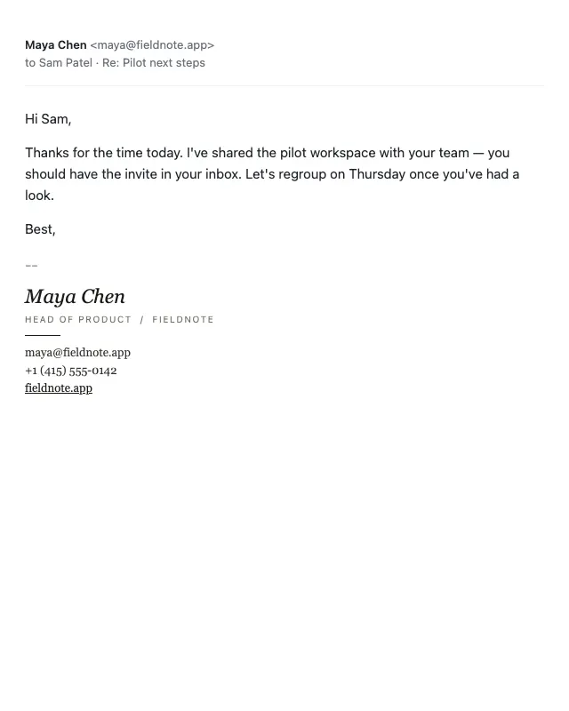 Editorial serif email template preview