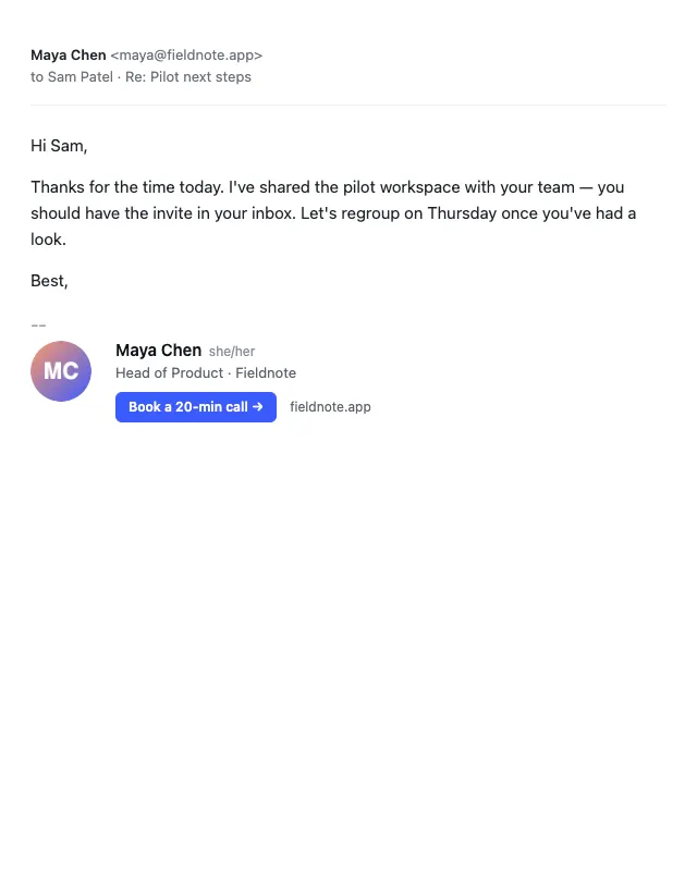Founder email template preview