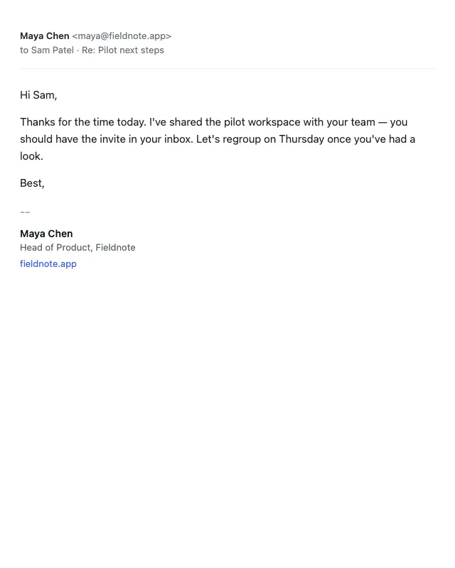 Minimal email template preview